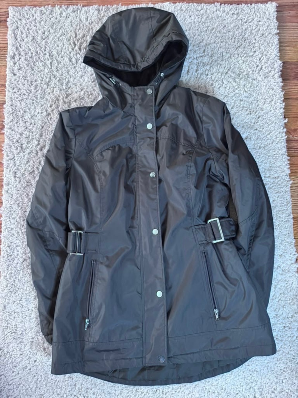 Women’s Hooded Rain Jacket - Dark Brown
